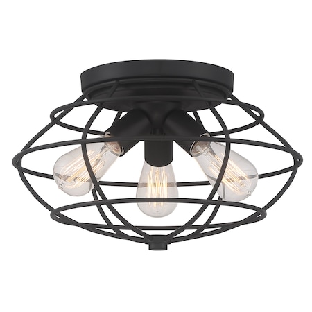 Designers Fountain 15in Jax 3-Light Matte Black Ceiling Light Flush Mount 1260-MB